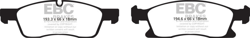 EBC 11 + Dodge Durango 3.6 Greenstuff Front Brake Pads - Brakes Rotors &
