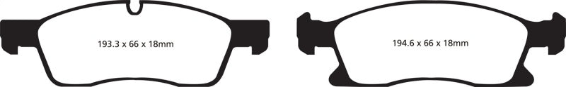 EBC 11 + Dodge Durango 3.6 Yellowstuff Front Brake Pads - Brakes Rotors &