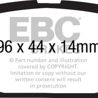 EBC 11 + Fiat 500 1.4 (ATE Calipers) Yellowstuff Rear Brake Pads - Brakes Rotors &