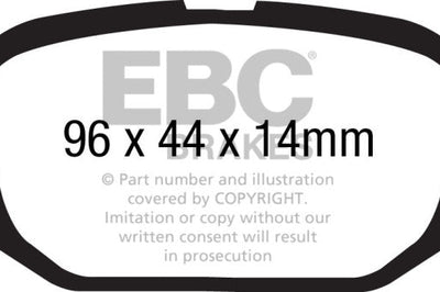 EBC 11 + Fiat 500 1.4 (ATE Calipers) Yellowstuff Rear Brake Pads - Brakes Rotors &