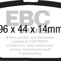 EBC 11 + Fiat 500 1.4 (ATE Calipers) Yellowstuff Rear Brake Pads - Brakes Rotors &