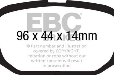 EBC 11 + Fiat 500 1.4 (ATE Calipers) Yellowstuff Rear Brake Pads - Brakes Rotors &