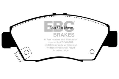 EBC 12 Acura ILX 1.5 Hybrid Redstuff Front Brake Pads - Brakes Rotors &