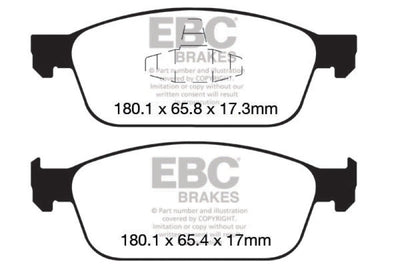 EBC 12 + Ford Focus 2.0 Turbo ST Redstuff Front Brake Pads - Brakes Rotors &