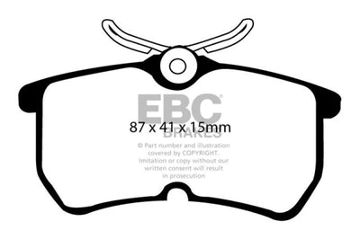 EBC 13 + Ford Fiesta 1.6 Turbo ST Yellowstuff Rear Brake Pads - Brakes Rotors &