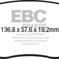 EBC 14-17 Fiat 500 Redstuff Ceramic Low Dust Front Brake Pads - Brakes Rotors &