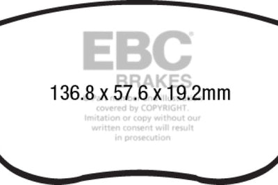 EBC 14-17 Fiat 500 Redstuff Ceramic Low Dust Front Brake Pads - Brakes Rotors &