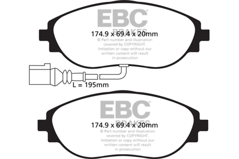 EBC 14-20 Audi S3 2.0 Turbo Yellowstuff Front Brake Pads - Brakes Rotors &