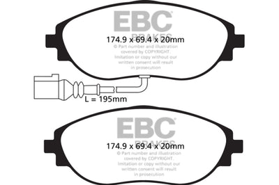 EBC 14-20 Audi S3 2.0 Turbo Yellowstuff Front Brake Pads - Brakes Rotors &