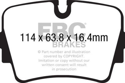 EBC 14 + Jaguar F-Type (Cast Iron Rotors Only) 5.0 Supercharged (490) Yellowstuff Rear Brake Pads - Brakes &