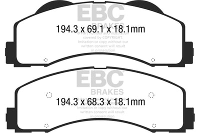 EBC 15 + Ford F150 2.7 Twin Turbo (2WD) Greenstuff Front Brake Pads - Brakes Rotors &