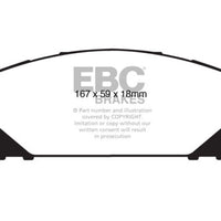 EBC 15 + Lexus NX200t 2.0 Turbo Yellowstuff Front Brake Pads - Brakes Rotors &