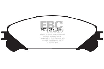 EBC 15 + Lexus NX200t 2.0 Turbo Yellowstuff Front Brake Pads - Brakes Rotors &