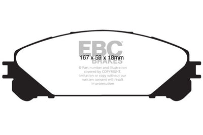 EBC 15 + Lexus NX200t 2.0 Turbo Yellowstuff Front Brake Pads - Brakes Rotors &