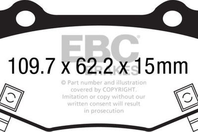 EBC 16 + Cadillac ATS-V 3.6 Twin Turbo Redstuff Rear Brake Pads - Brakes Rotors &