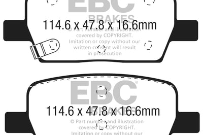EBC 2016 + Cadillac CT6 2.0L Turbo Yellowstuff Rear Brake Pads - Brakes Rotors &