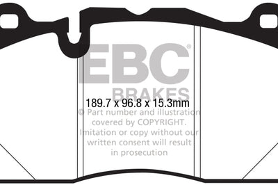 EBC 2016 + Cadillac CTS-V 6.2L Supercharged Yellowstuff Front Brake Pads - Brakes Rotors &