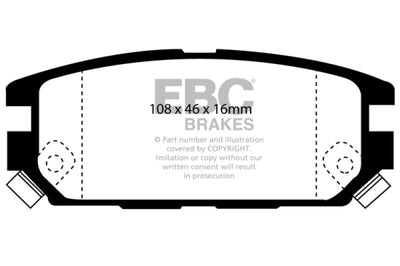 EBC 91-93 Dodge Stealth 3.0 4WD Yellowstuff Rear Brake Pads - Brakes Rotors &