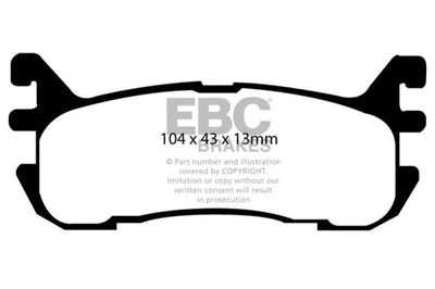 EBC 97-02 Ford Escort 2.0 Yellowstuff Rear Brake Pads - Brakes Rotors &