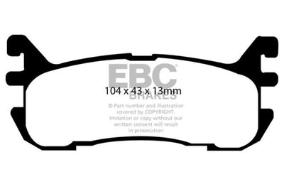 EBC 97-02 Ford Escort 2.0 Yellowstuff Rear Brake Pads - Brakes Rotors &