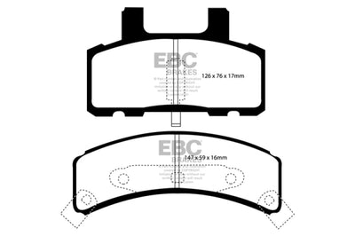 EBC 97-99 Cadillac Deville 4.6 (Rear Drums) Yellowstuff Front Brake Pads - Brakes Rotors &