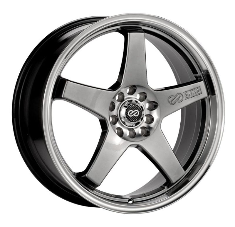 Enkei EV5 17x7 5x100/114.3 38mm Offset 72.6 Bolt Diameter Hyper Black w/ Machined Lip Wheel - Wheels