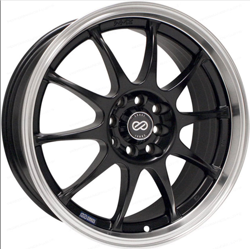 Enkei J10 17x7 5x100/114.3 38mm Offset Dia Matte Black w/ Machined Lip Wheel - Wheels