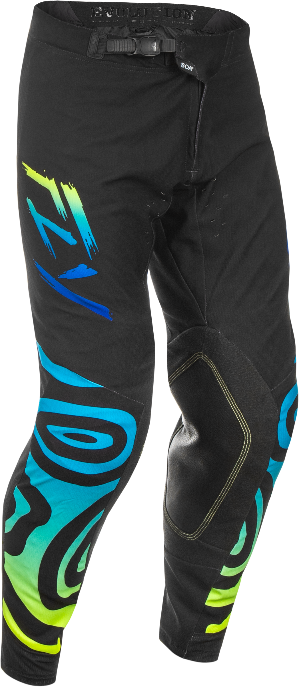 Fly Racing Evolution Dst Zen Pants Black/blue/hi-vis Sz 38 - Black/Blue/Hi-Vis Yellow / US 30