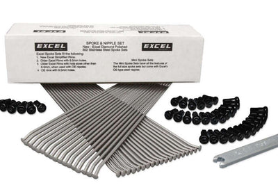 Excel Rear Spoke/Black Nipple Set (w/ Wrench) - 8 Gauge / 36 Qty - Black - Wheel and Tire Accessories