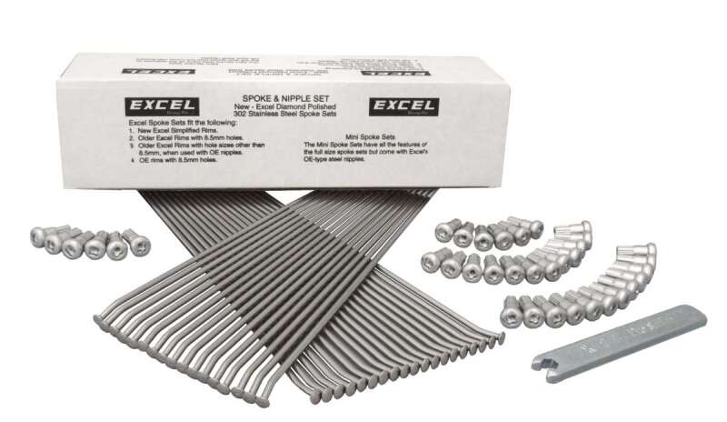 Excel Rear Spoke/Nipple Set (w/ Wrench) - 8 Gauge / 36 Qty - Silver - Wheel and Tire Accessories