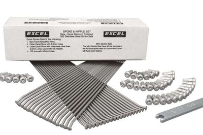 Excel Rear Spoke/Nipple Set (w/ Wrench) - 8 Gauge / 36 Qty - Silver - Wheel and Tire Accessories