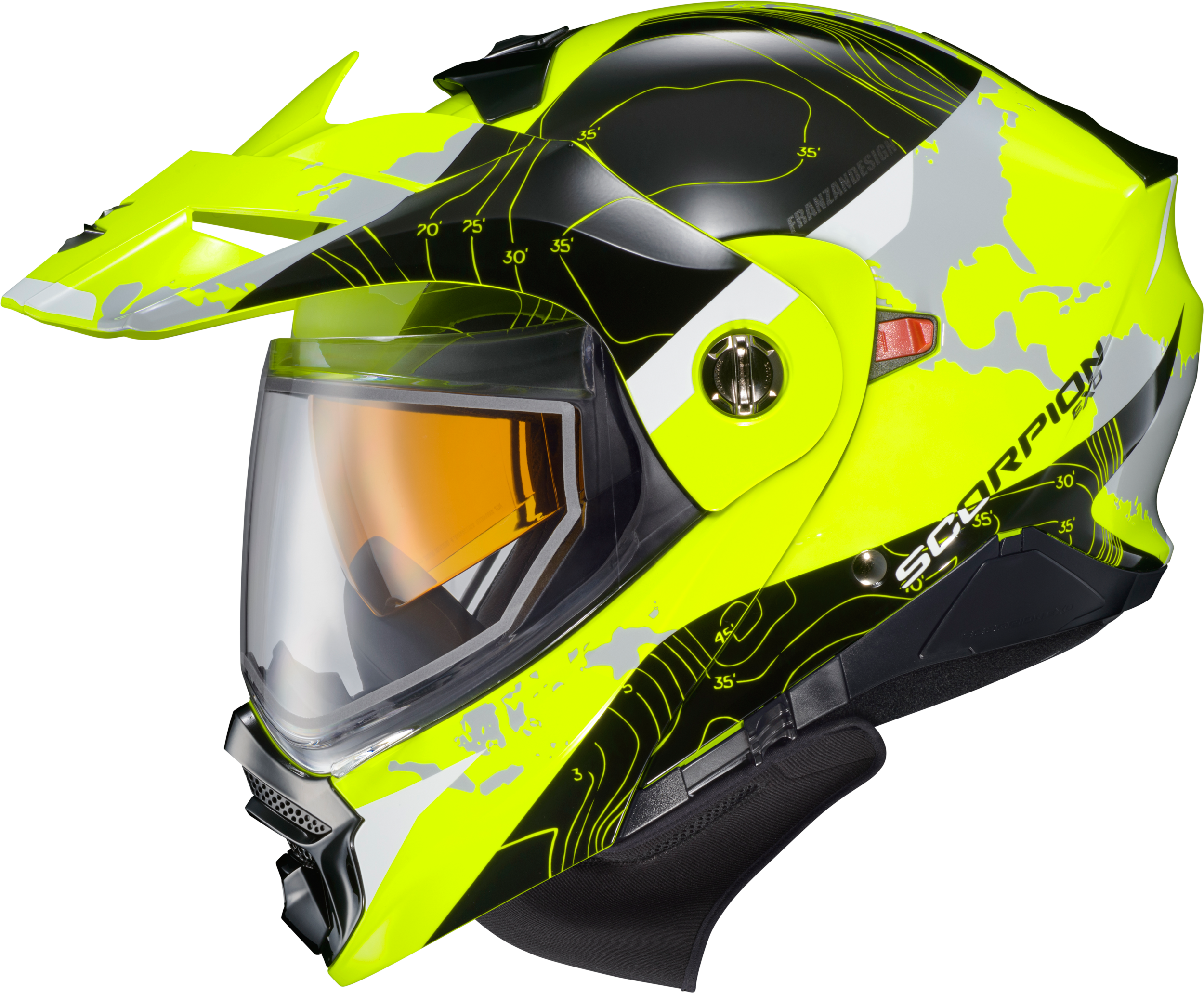 SCORPION EXO Exo At960 Cold Weather Helmet Topographic Hi Vis Sm (Dual) - Helmets