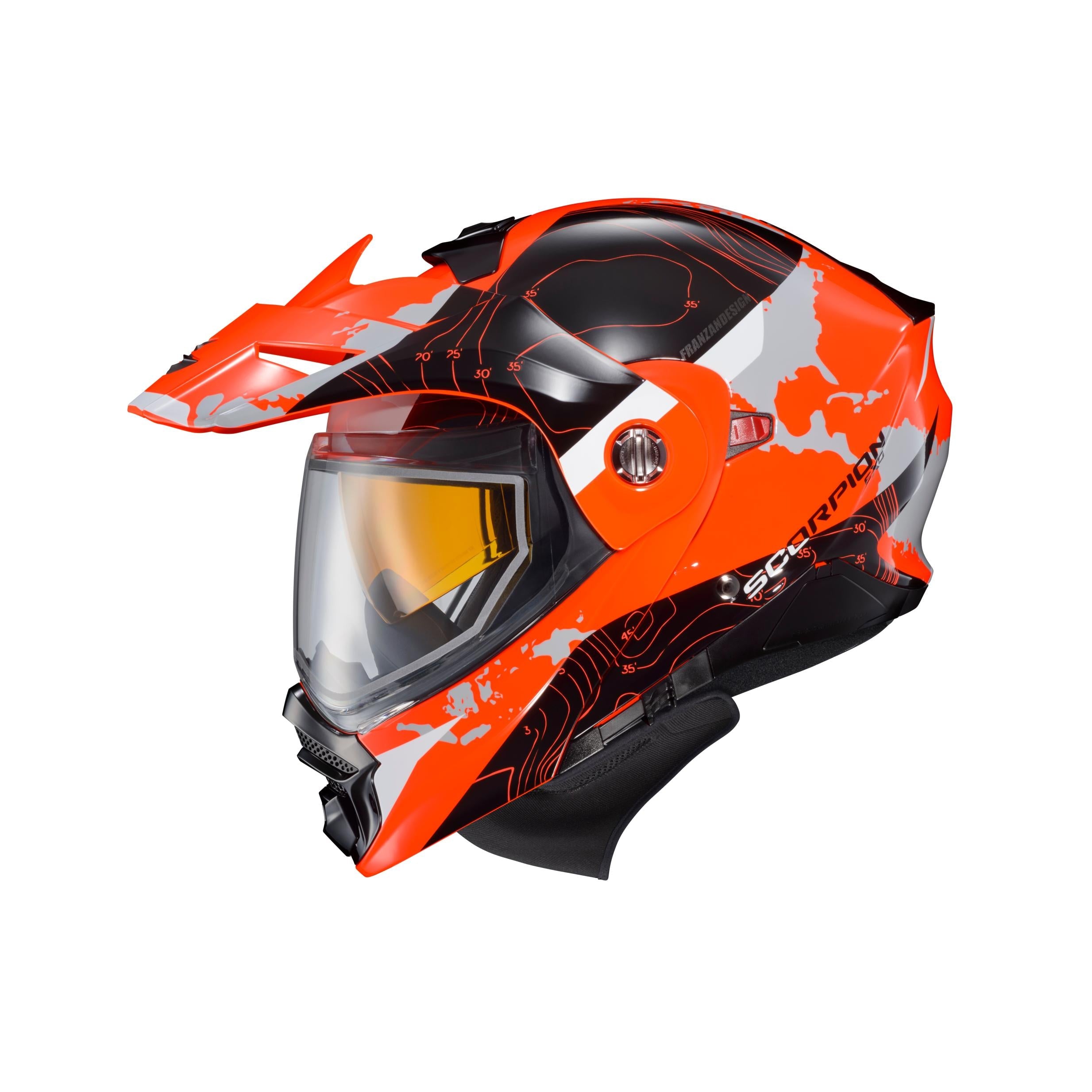 Scorpion Exo Exo-at960 Cold Weather Helmet Topographic Sand/grn Xl Electr - Hi-Vis Orange / 2X-Large