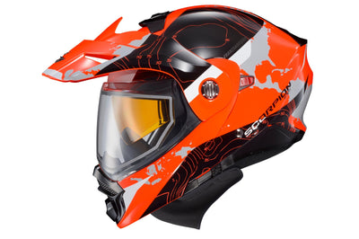 Scorpion Exo Exo-at960 Cold Weather Helmet Topographic Sand/grn Xl Electr - Hi-Vis Orange / 2X-Large