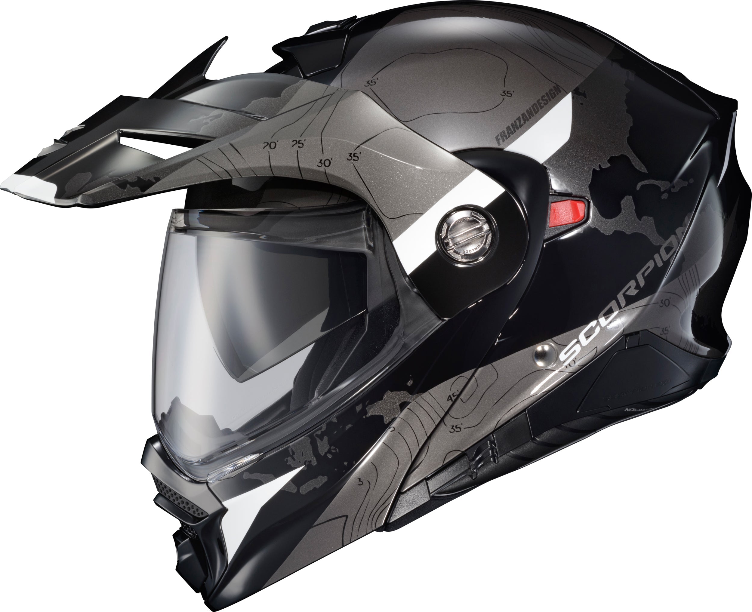 SCORPION EXO Exo At960 Modular Helmet Topographic Black/White 3x - Helmets