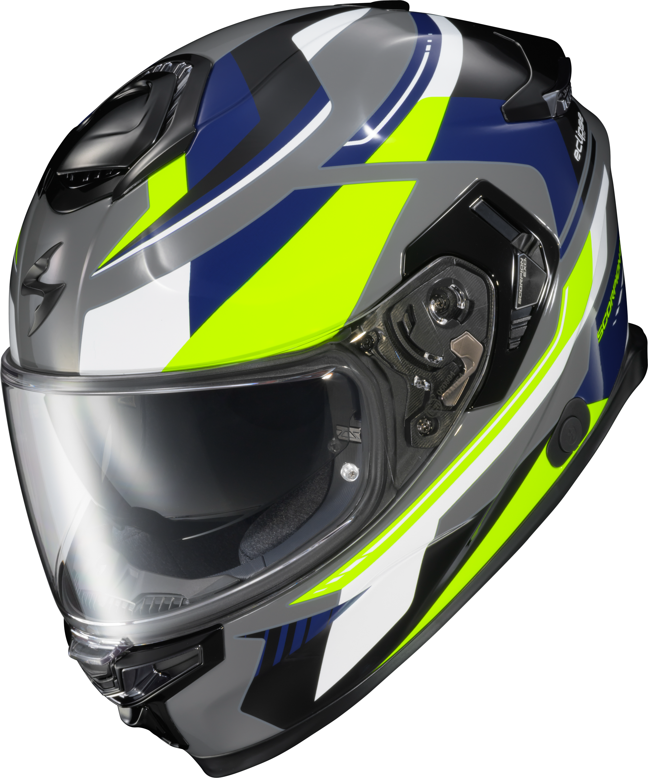 SCORPION EXO Exo Eclipse Full Face Helmet Lunar Grey/Hi Vis/Blue Lg
