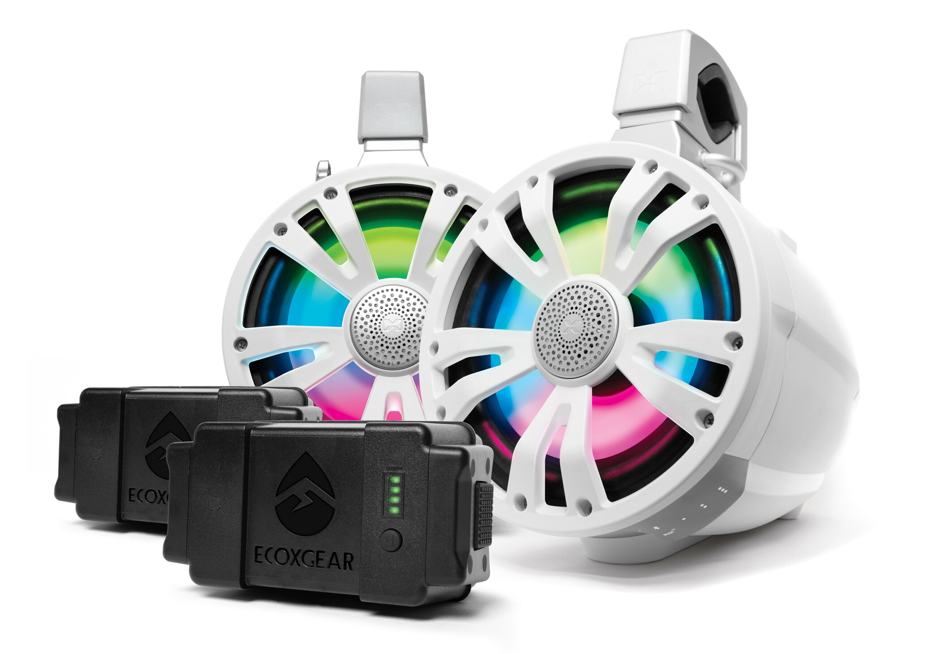 Ecoxgear Extrmtower 2-pk 8 Spkr 1 Amp + Btry Non-amp Wht - Watercraft Collection
