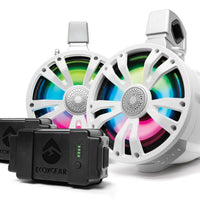 Ecoxgear Extrmtower 2-pk 8 Spkr 1 Amp + Btry Non-amp Wht - Watercraft Collection
