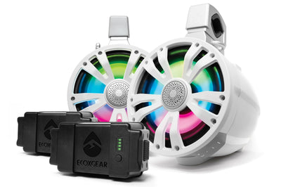 Ecoxgear Extrmtower 2-pk 8 Spkr 1 Amp + Btry Non-amp Wht - Watercraft Collection