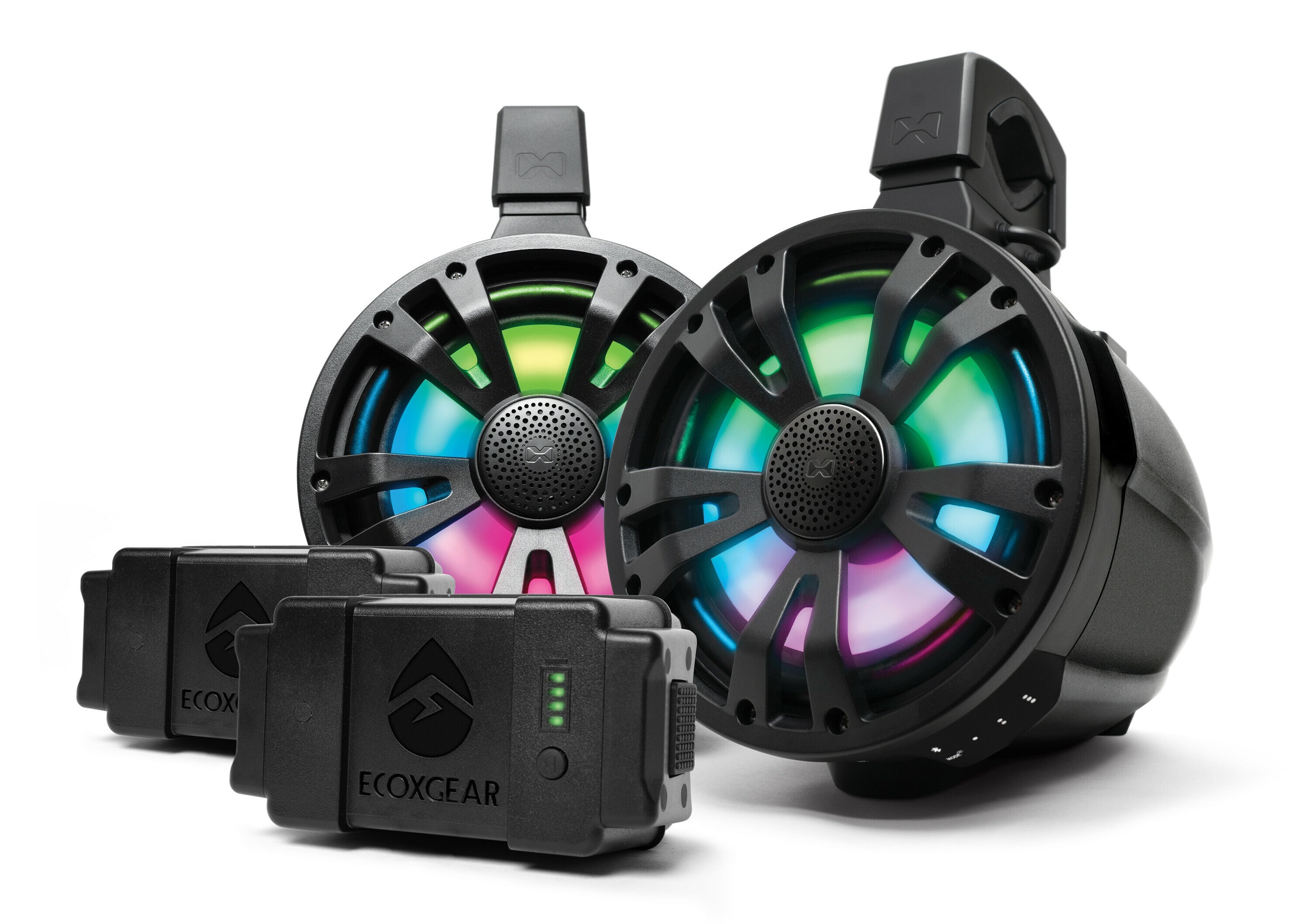 Ecoxgear Extrmtower 2-pk 8 Spkr 2 Amp Speakers + Batteries Blk - Watercraft Collection