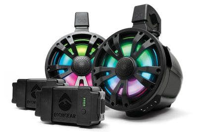 Ecoxgear Extrmtower 2-pk 8 Spkr 2 Amp Speakers + Batteries Blk - Watercraft Collection