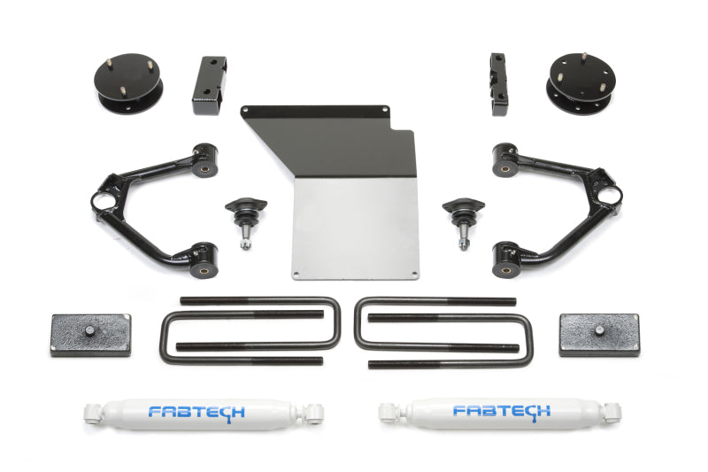 Fabtech 14-18 GM K1500 w/OE Alum. UCA 4in Budget System w/Rear Perf. Shocks - Suspension
