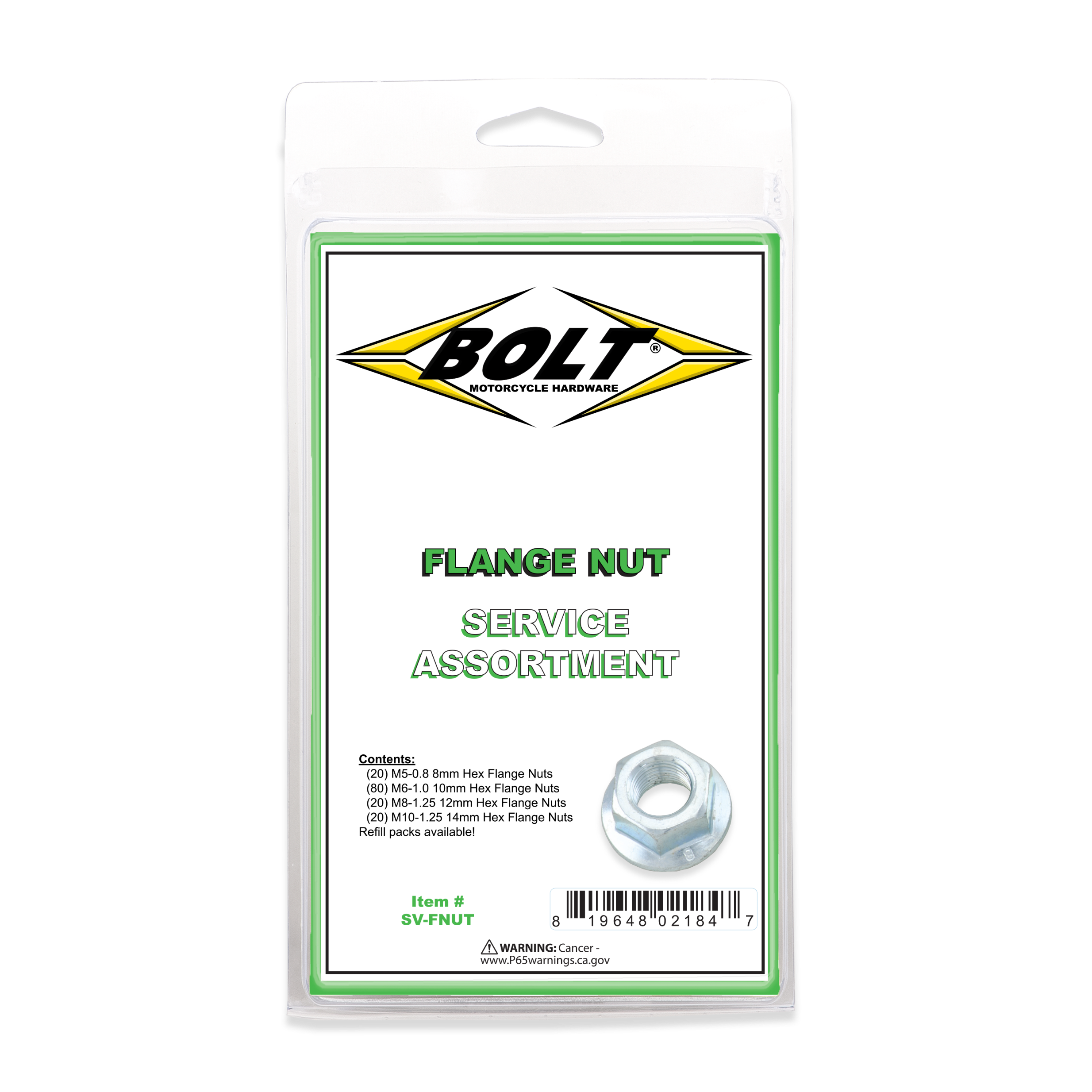 Bolt Flange Nut Assortment 140 Piece Kit - Tires & Wheels