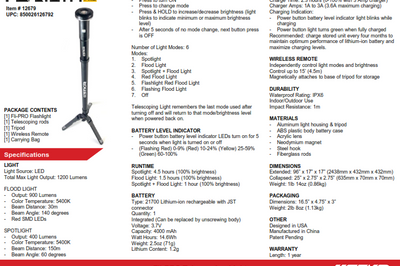 Stkr Fli-pro Telescoping Light 8’ With Removable Flashlight - Watercraft Collection