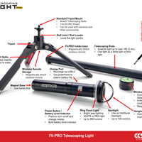 Stkr Fli-pro Telescoping Light 8’ With Removable Flashlight - Watercraft Collection