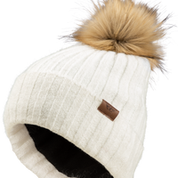 Fly Racing Women’s Snow Pom Beanie Beige - Black - Bicycle Collection