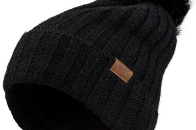 Fly Racing Women’s Snow Pom Beanie Beige - Black - Bicycle Collection