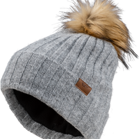 Fly Racing Women’s Snow Pom Beanie Beige - Black - Bicycle Collection