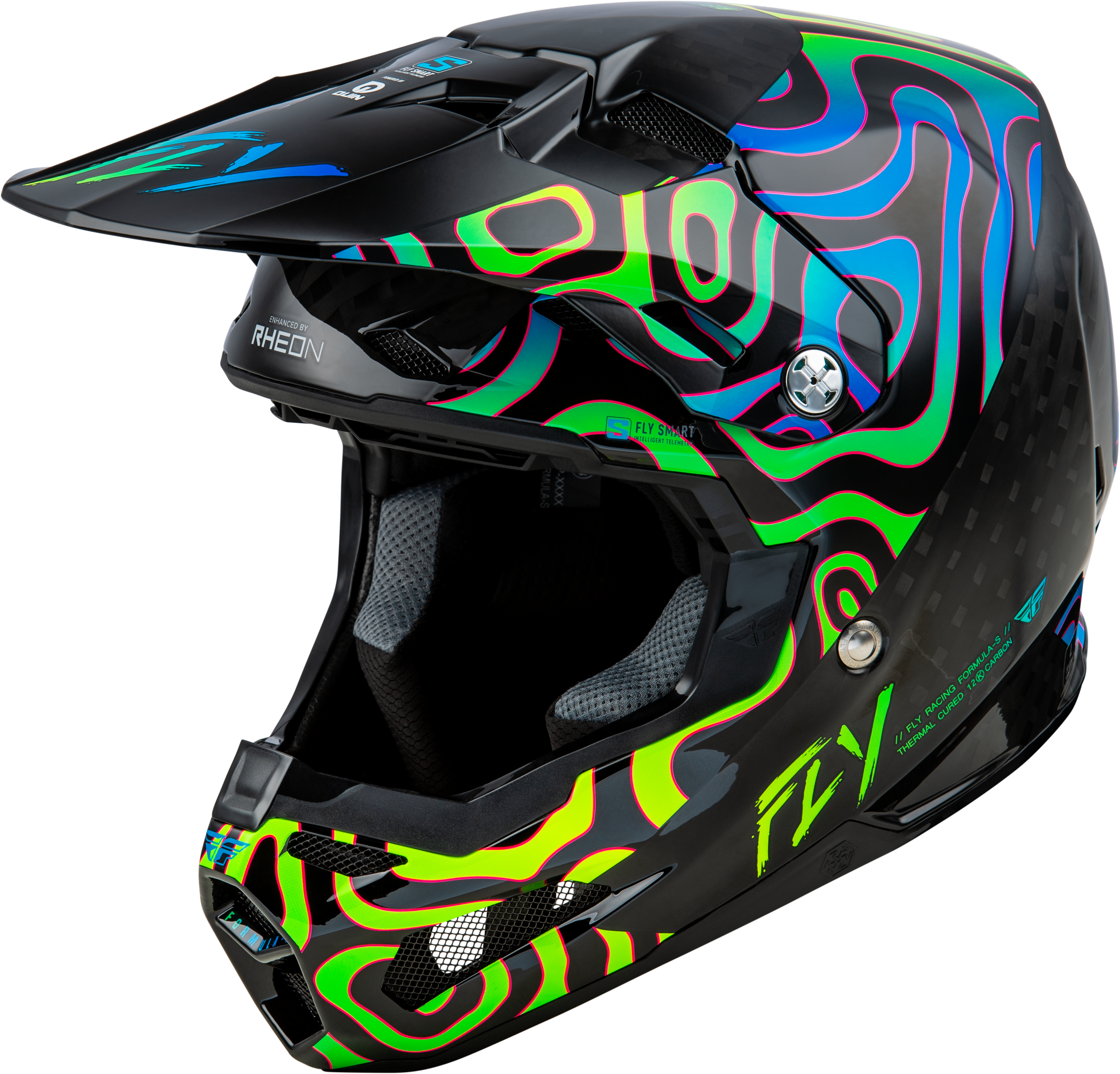 FLY RACING Formula S Carbon Zen Helmet Black Carbon/Blue/Yellow 2x