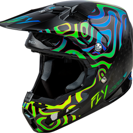 FLY RACING Formula S Carbon Zen Helmet Black Carbon/Blue/Yellow Md